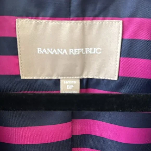 Banana Republic Navy Blazer with Pink Striped Lining - Picture 2 of 4